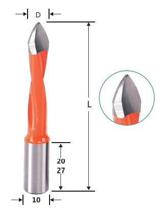 Flute Dowel Drills for Through Hole 